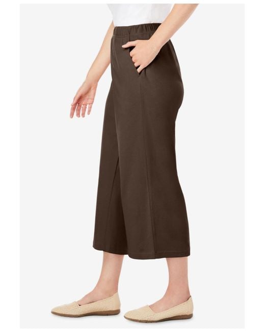Woman Within Brown Plus Size 7-day Knit Culotte