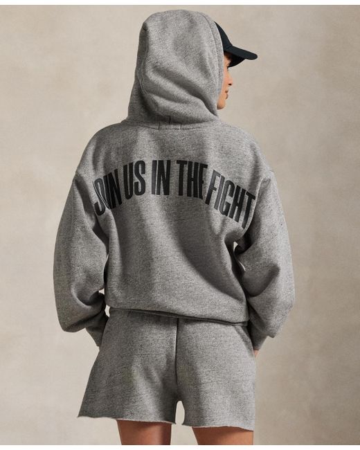 Polo Ralph Lauren Pink Pony Full-zip Hoodie in Gray | Lyst