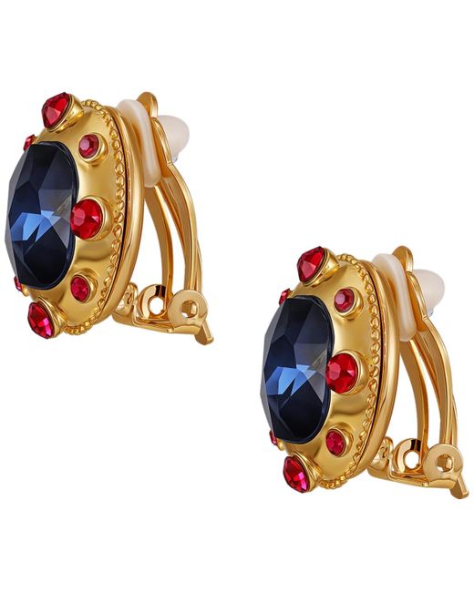 Guess Blue Sapphire And Ruby Stones -tone Regal Clip-on Earrings