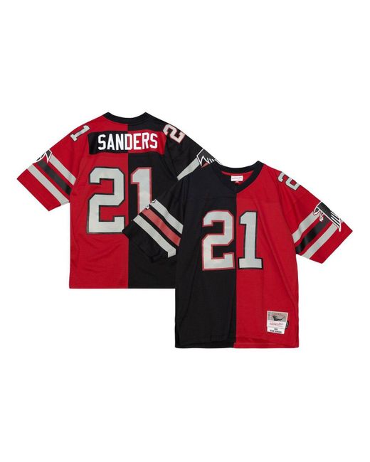 Mitchell & Ness Deion Sanders Black, Red Atlanta Falcons 1989 Split