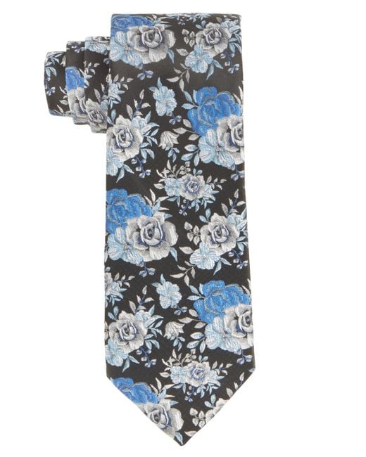 Tayion Collection Royal Blue & White Floral Tie for men