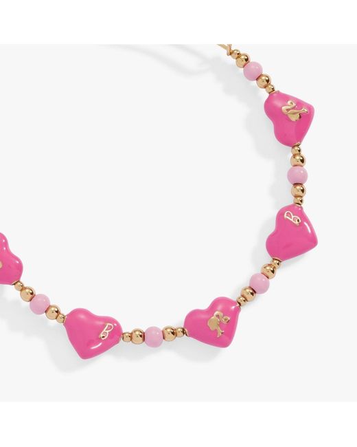 ALEX AND ANI Pink Barbie Logo Heart Beaded Bangle Bracelet