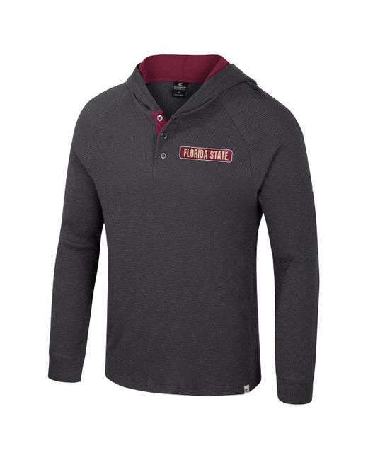 Colosseum Athletics Black Florida State Seminoles Dujour Raglan Long Sleeve Henley Hoodie T-shirt for men