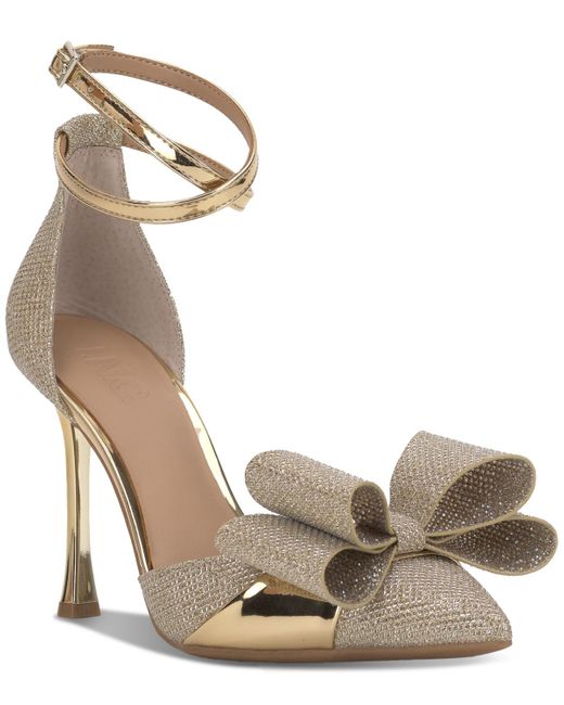 INC International Concepts Metallic Saori Bow Ankle-strap Pumps