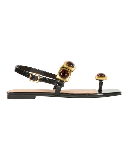 Katy Perry Metallic The Camie Square Toe Ornament Flat Sandals