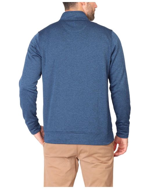 Tailorbyrd Blue Luxe Performance Fleece Quarter Zip for men