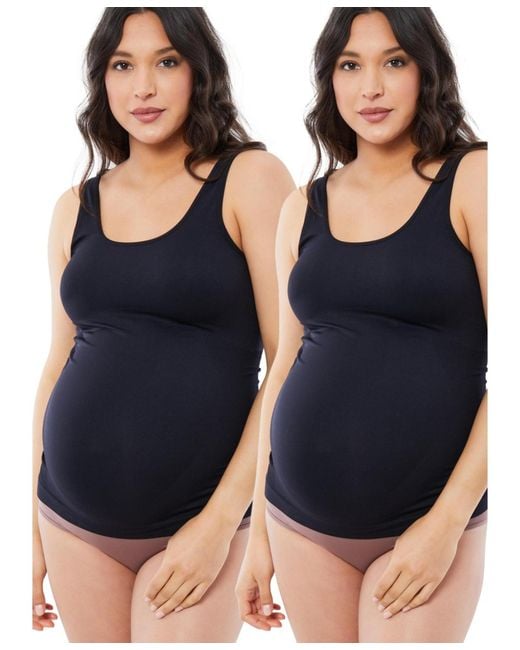 Ingrid & Isabel Blue Maternity Belly Support Cami Bundle