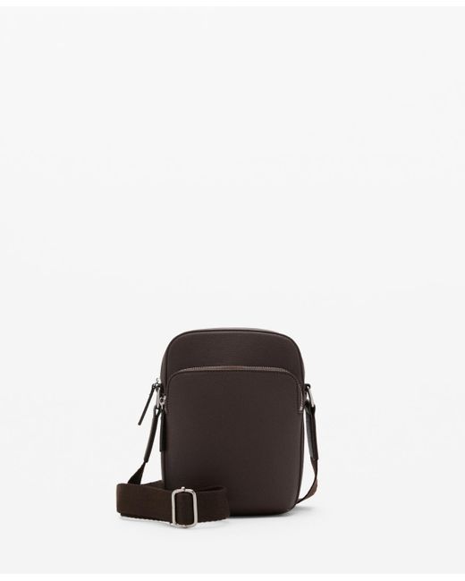 Mango Black Patent Leather-effect Shoulder Bag for men