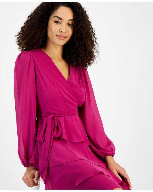 Jessica Howard Pink Tiered Fit & Flare Dress