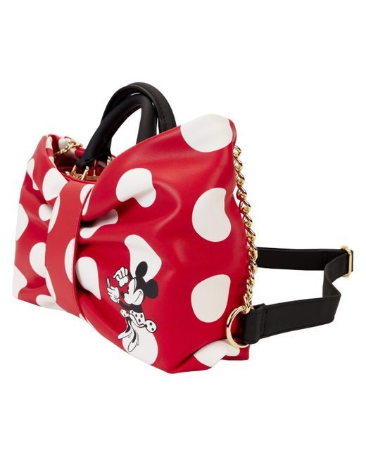 Loungefly Red Mickey & Friends Distressed Minnie Mouse Rocks The Dots Figural Bow Crossbody Bag
