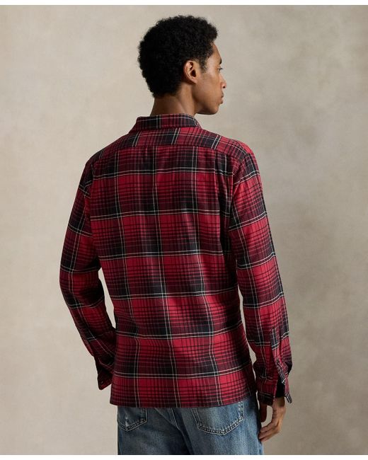 Polo Ralph Lauren Red Brushed Performance Long Sleeve Shirt for men