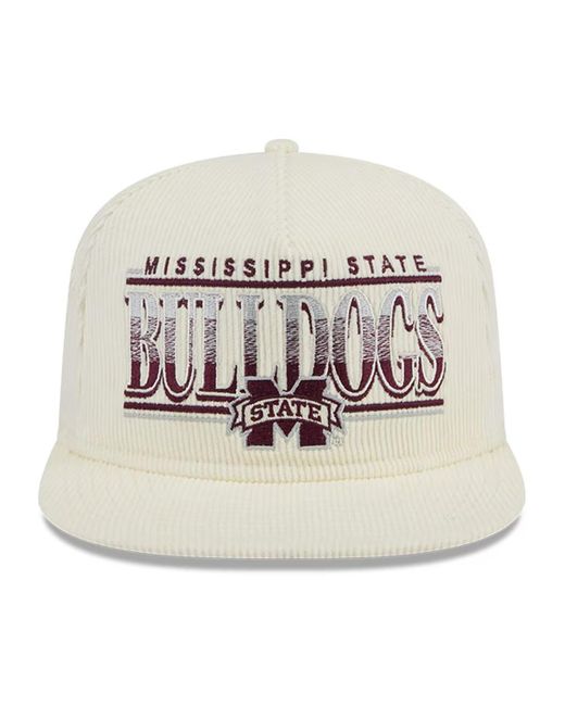 KTZ Natural White Mississippi State Bulldogs Throwback Golfer Corduroy Snapback Hat for men