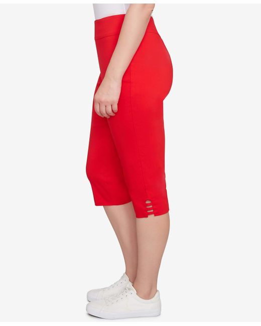 Ruby Rd Red Petite Ladder Hem Americana clamdigger Pullover Pants