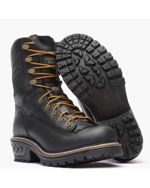 Georgia Boot Black Ltx Logger Waterproof Work Boot for men