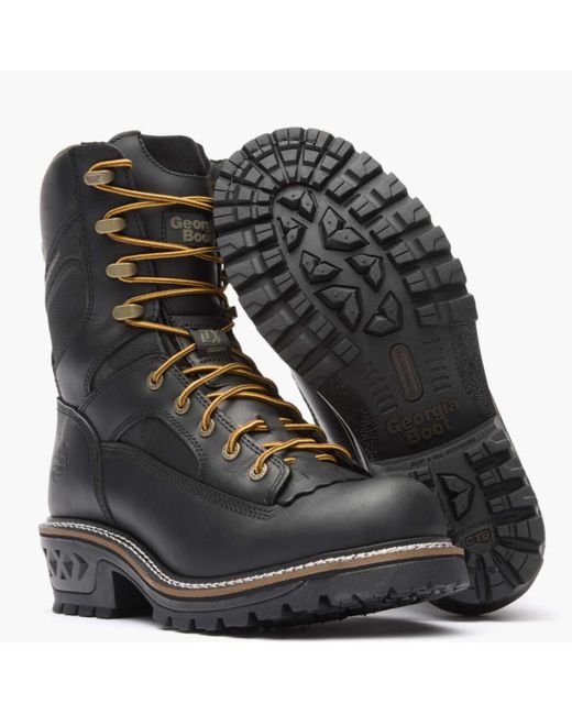 Georgia Boot Black Ltx Logger Waterproof Work Boot for men