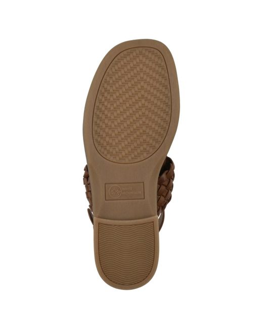 White Mountain Brown Macaroni Round Toe Flat Sandals