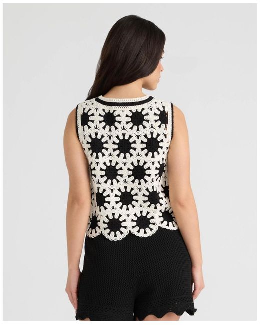 NVLT White Crochet Button Front Vest