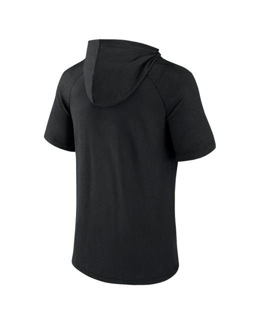 Fanatics Black North Carolina Tar Heels Double Arch Raglan Short Sleeve Hoodie T-shirt for men