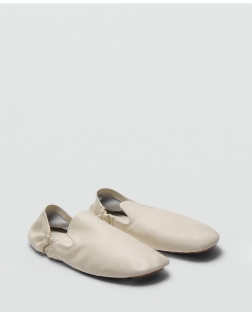 Mango White Leather Gathered Shoes