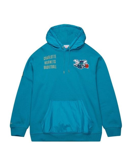 Mitchell & Ness Blue Charlotte Hornets Team Og 2.0 Logo Fleece Pullover Hoodie for men