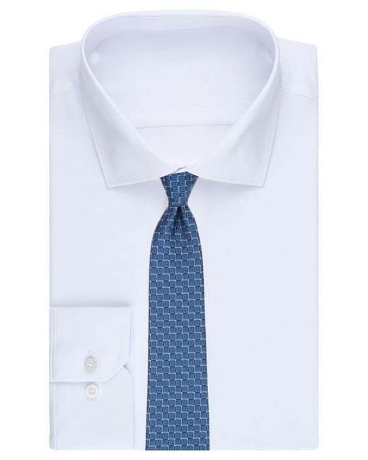 Perry Ellis Blue Grid Pattern Tie for men