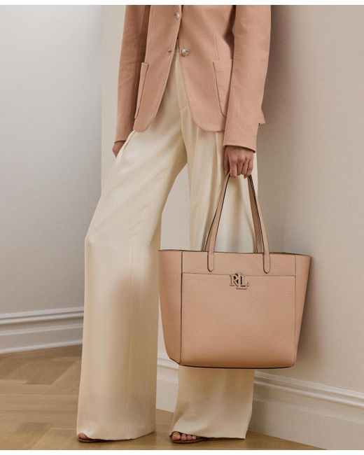 Ralph Lauren Natural Pebbled Leather Extra-large Cameryn Tote Bag