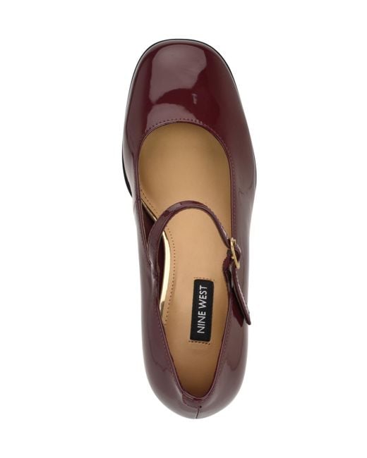 Nine West Red Maryj Mary Jane Block Heel Pumps