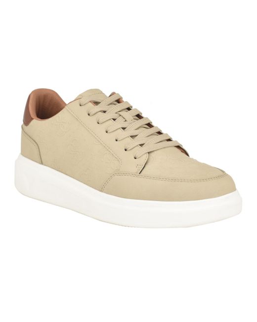 Guess Natural Creed Branded Lace Up Fashion Sneakers for men