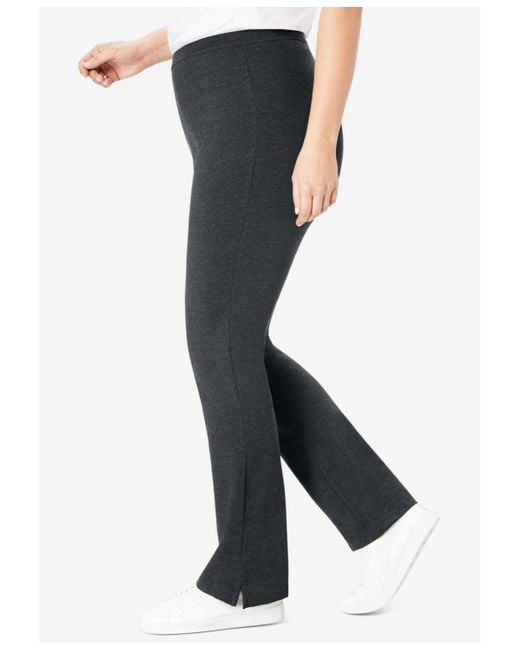 Woman Within Blue Plus Size Within Stretch-cotton Knit Pull-on Bootcut leggings