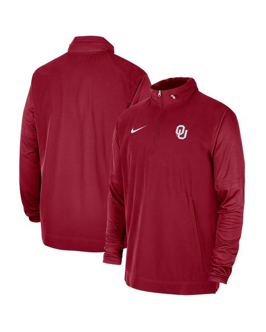 Nike Red Oklahoma Sooners 2023 Coach Half-zip Hooded Jacket for men