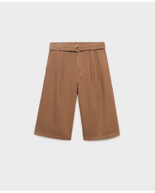 Mango Natural Belted Denim Jorts