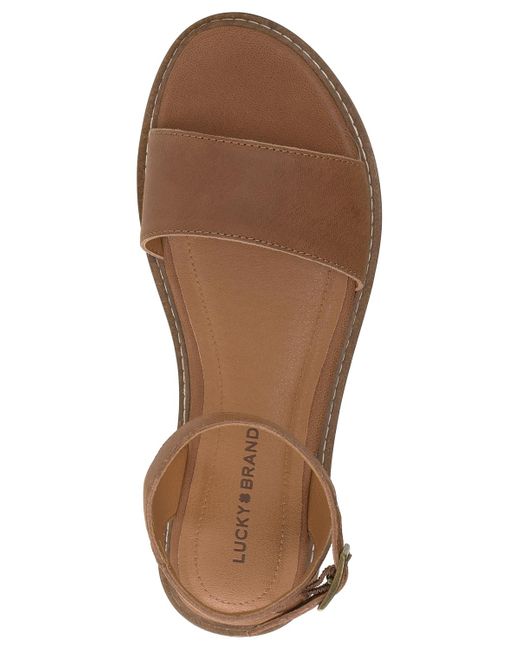Lucky Brand Brown Kimaya Ankle-strap Flat Sandals