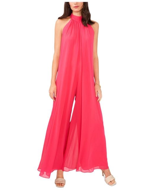 Vince Camuto Synthetic Halter Jumpsuit in Pink | Lyst