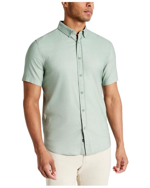 Kenneth Cole Green Slim Fit Short Sleeve Button-down Sport Shirt for men