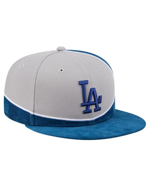 KTZ Blue Royal/gray Los Angeles Dodgers Retro Split Corduroy Snapback Hat for men