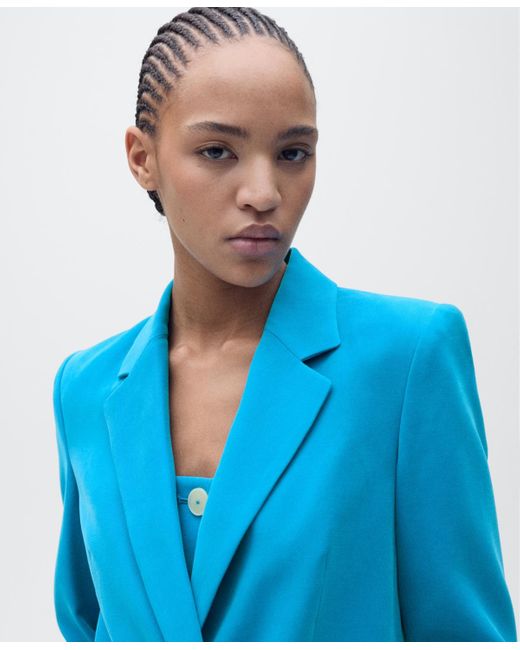 Mango Blue Straight-fit Suit Jacket