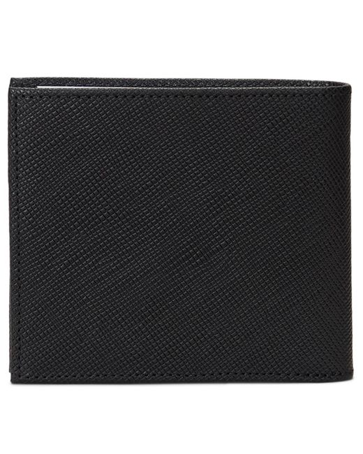 Polo Ralph Lauren Black Textured Saffiano Leather Billfold Wallet for men