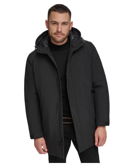 Calvin Klein Flextech Stretch Water resistant Hooded Stadium Jacket in Black for Men Lyst