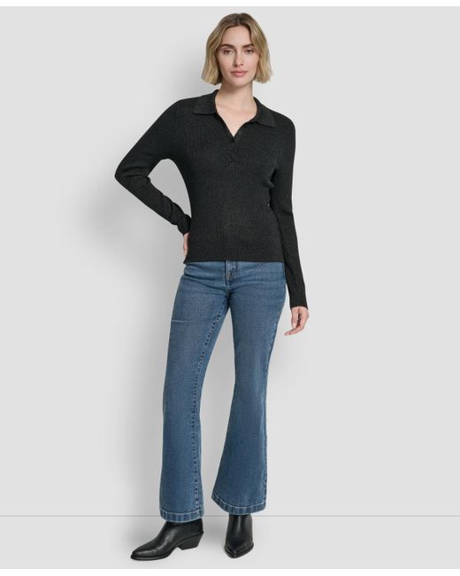 DKNY Black Ribbed Long-sleeve Sweater