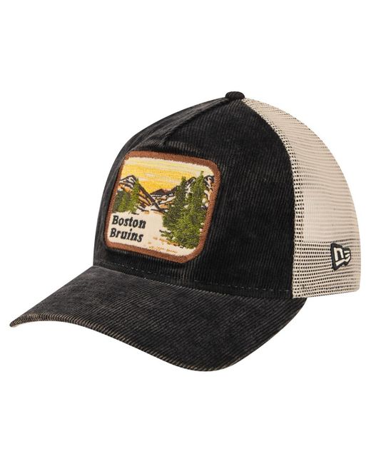 KTZ Black/cream Boston Bruins Vintage Landscape 9twenty A-frame Adjustable Trucker Hat for men