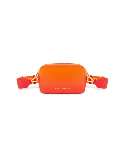 Mac Duggal Orange Ombre Leather Crossbody Camera Bag
