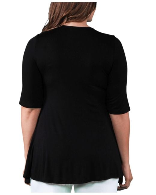 24seven Comfort Apparel Black Plus Size Tunic Top