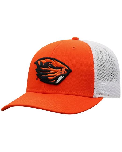 Top Of The World Orange/white Oregon State Beavers Victory Baseline Adjustable Trucker Hat for men