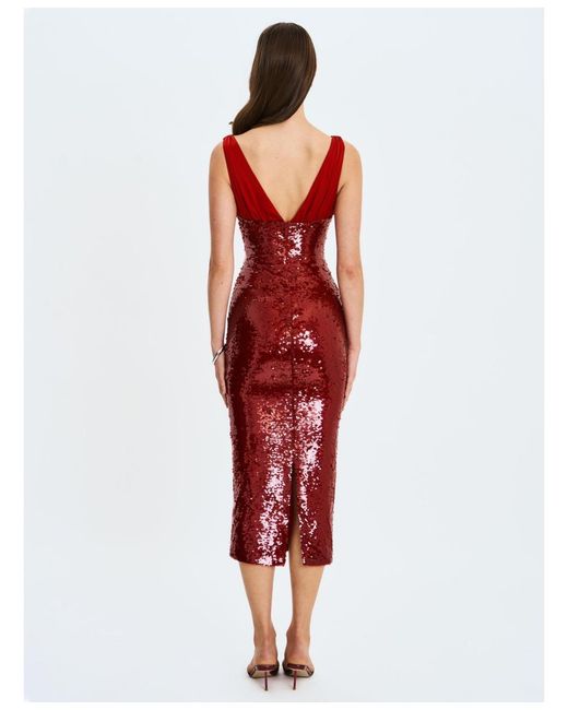 miss-circle-shanelle-sequin-plunging-midi-dress-in-red-lyst