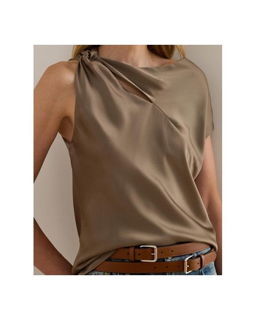 Ralph Lauren Natural Charmeuse Asymmetrical Blouse