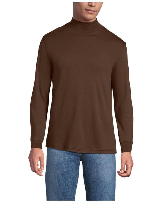 Lands' End Men's Brown Big Tall Cotton Supima Mock Turtleneck