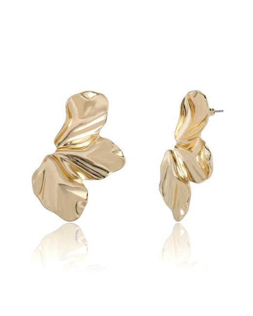 BCBGMAXAZRIA Metallic Tone Leaf Statement Earrings