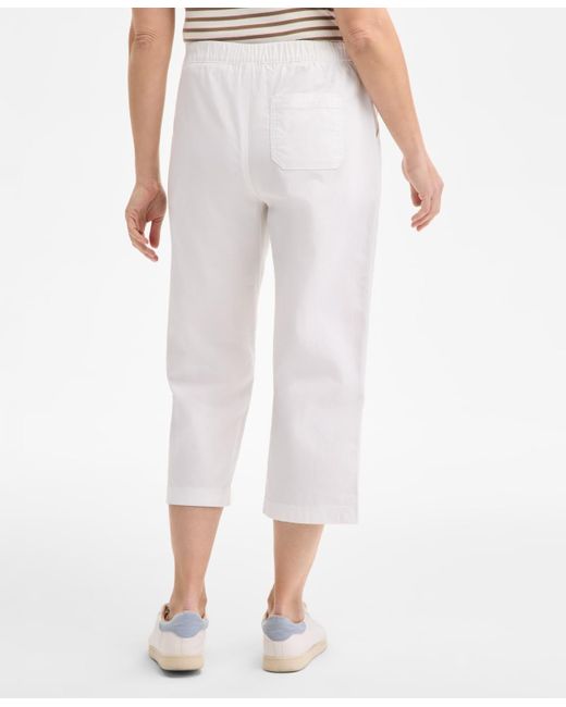 Style & Co. White Petite Herringbone Pull-on Capri Pants