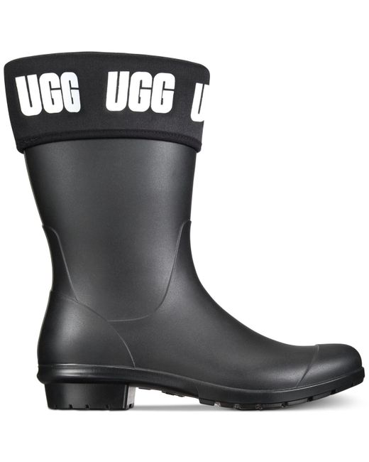 UGG Fur Sienna Matte Graphic Rain Boots in Black - Lyst