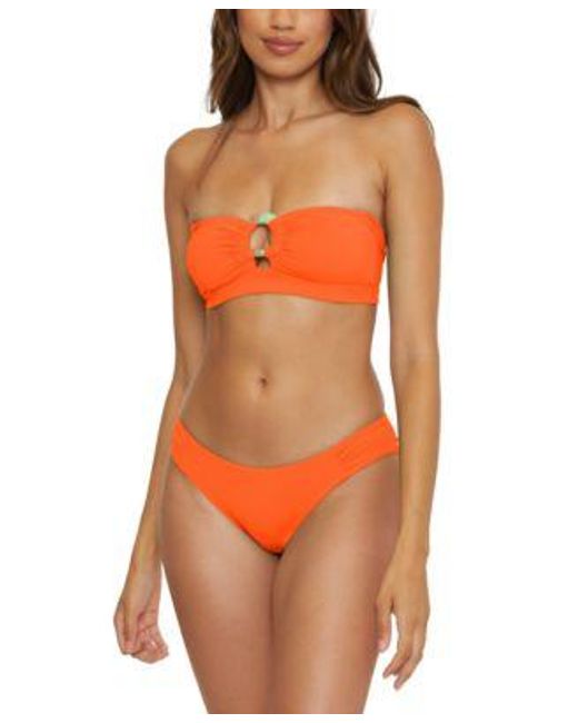 Becca Orange Baja Mar Bandeau Bikini Top Bottoms